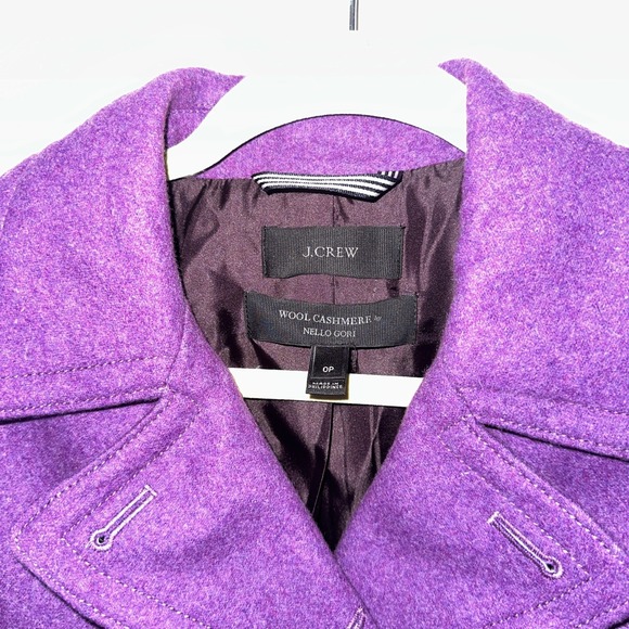 J Crew Womens Stadium Cloth Majesty Peacoat Sz‎ 0p Purple Wool Cashmere Coat - Picture 3 of 12